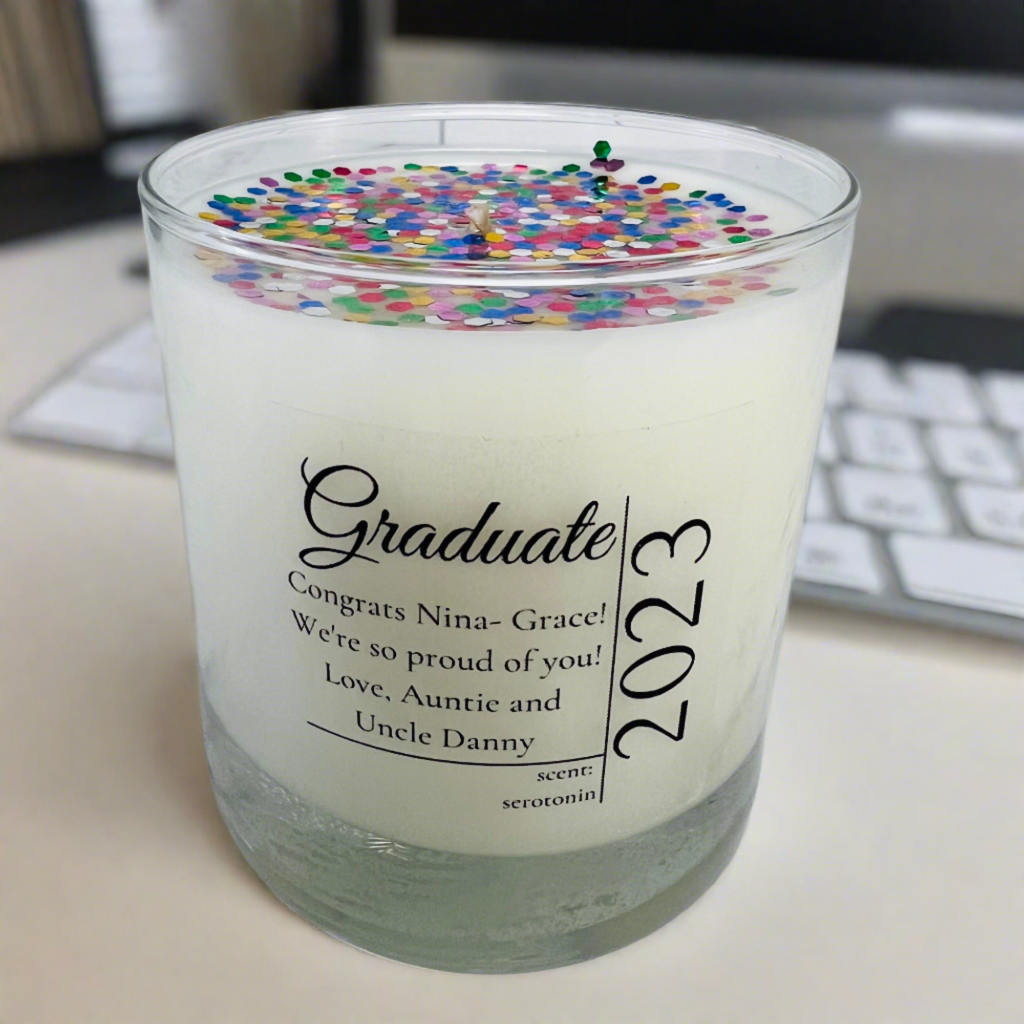Confetti Graduation Candle- Personalized